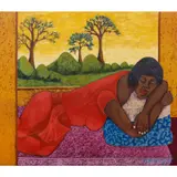 Peaceful afternoon (Restful sleep at last) by Chelenge Van Rampelberg, 2013, Acrylique sur toile, sold Nov 2022