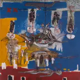 Jugement dernier by Pierre Segoh, 2010, Acrylique et technique mixte sur toile, sold Nov 2022