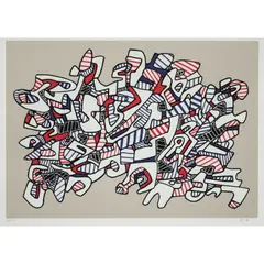 Course la galope - 1976 by Jean Dubuffet, Sérigraphie sur papier vélin d'Arches, sold Dec 2022