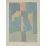 Composition bleue, rose et grise - 1960 by Serge Poliakoff, Lithographie sur papier vélin, toutes marges, sold Dec 2022