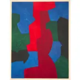 Composition rouge et bleue - 1969 by Serge Poliakoff, Lithographie sur papier vélin, gravée par Charles Sorlier, sold Dec 2022