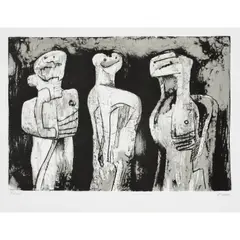 Three Standing Figures - 1973 by Henry Moore, Lithographie sur papier vélin d'Arches, sold Dec 2022
