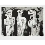 Three Standing Figures - 1973 by Henry Moore, Lithographie sur papier vélin d'Arches, sold Dec 2022