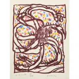 Jantes et jambes - 1981 by Pierre Alechinsky, Lithographie sur papier vélin, sold Dec 2022