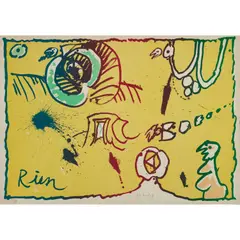 Rien - 1971 by Pierre Alechinsky, Lithographie sur papier vélin d'Arches, toutes marges, sold Dec 2022