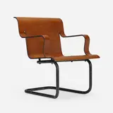 Cantilevered armchair, model 26 by Aino and Alvar Aalto, 1932, teak plywood, enameled plywood, enameled steel, sold Jan 2023
