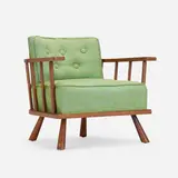 Lounge chair, model 1651 by T. H. Robsjohn-Gibbings, c. 1955, walnut, upholstery, sold Jan 2023