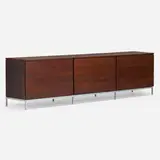Cabinet by Florence Knoll, 1950, rosewood, chrome-plated steel, sold Jan 2023