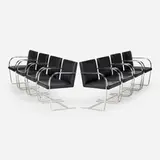 Brno chairs, set of eight by Ludwig Mies van der Rohe, stainless steel, leather, sold Jan 2023