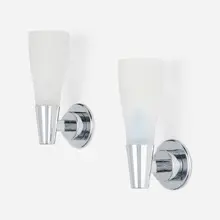 Sconces model 1537, pair by Pietro Chiesa, chrome-plated steel and brass, aluminum, frosted glass, sold Jan 2023