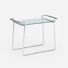 Occasional table, model B152 by Émile Guyot, 1929, chrome-plated steel, glass, sold Jan 2023