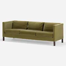 Sofa, model 434 by Edward Wormley, c. 1955, lacquered wood, upholstery, sold Jan 2023