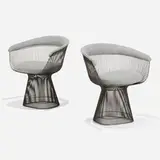 Chairs, pair by Warren Platner, bronzed steel, upholstery, sold Jan 2023
