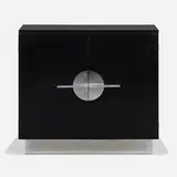 Cabinet by Walter Dorwin Teague, c. 1935, lacquered wood, chrome-plated steel, sold Jan 2023