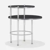 Two-tier occasional table, model 1571 by Warren McArthur, 1934, aluminum, Formica, sold Jan 2023