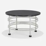 Coffee table by Warren McArthur, c. 1930, aluminum, lacquered wood, rubber, sold Jan 2023