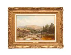 Untitled - Figural Landscape Mountain Scene by Samuel Henry Baker, oil on canvas, sold Jan 2026