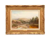 Untitled - Figural Landscape Mountain Scene by Samuel Henry Baker, oil on canvas, sold Jan 2026