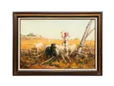 Untitled - Young Girl Tending Sheep Genre Scene by Antonis L. Karafyllakis, oil on canvas, sold Jan 2026