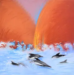 Untitled by Barbara Sosson, pastel "Dolphin Divide", sold Dec 2023