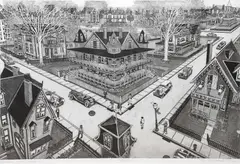 Untitled by Bruce McCombs, etching "Winslow & Emporia", sold Dec 2023
