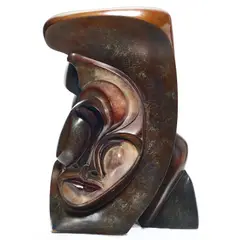 Abstract Face by Donald Riggs, 1998, bronze sculpture, sold Mar 2022