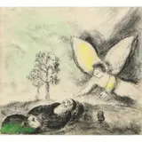 Elijah Touched by an Ange by Marc Chagall, 1958, etching, sold Mar 2022