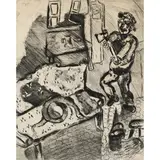 Le Villageois et Le Serpent," (1927-1930) by Marc Chagall, 1952, etching on Montval laid paper, sold Mar 2022