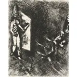 Le Mort et Le Malheureux" (1927-1930) by Marc Chagall, 1952, etching on Montval laid paper, sold Mar 2022
