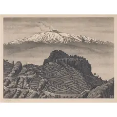 Castel Mola by M. C. Escher, 1932, lithograph, sold Mar 2022