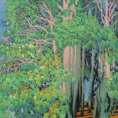 Singing Wood by Gustave Baumann, 2008, woodcut in colors, sold Mar 2022