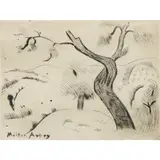 The Twisted Tree by Milton Avery, 2007, drypoint etching, sold Mar 2022