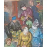 Untitled (Flower Market Scene) by George Luks, pastel, sold Mar 2022