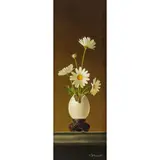 Daisies in Egg by Gerald Stinski, oil on panel, sold Mar 2022