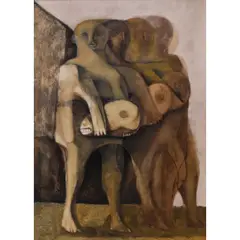 Peon Carrying Head of Bull by Morris Broderson, 1960, oil on canvas, sold Mar 2022