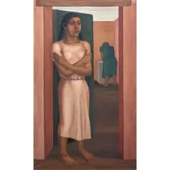 Young Woman at the Threshold by Francisco Zúñiga, 1940, oil on canvas, sold Mar 2022