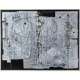 Abstract Composition by Yiannis Maltezos, circa 1960, mixed media on canvas, sold Mar 2022
