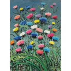 Cardons du Liban by Bibi Zogbé, 1966, oil on board, sold Mar 2022