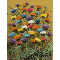 Cardons du Liban by Bibi Zogbé, 1966, oil on board, sold Mar 2022