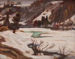Grey Day, St. Tite des Caps, 1946 by A. Y. Jackson, 1946, oil on board, sold Apr 2026