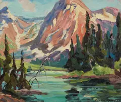 Emerald Lake, 1955 by Peter Whyte, 1955, oil on canvas board, sold Apr 2026