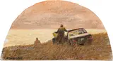 Visitors to the Beach, 2018 by Thomas de Vany Forrestall, 2018, mixed media on paper, sold Apr 2026