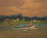 Tuna Fishing Boat, Nova Scotia, 1926 by Florence Helena McGillivray, 1926, gouache and watercolour, sold Apr 2026