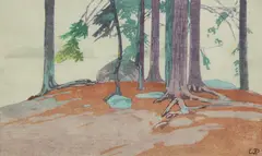 Lake of the Woods by Walter J. Phillips, woodcut, sold Apr 2026