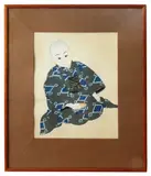 young boy in kimono by Paul Jacoulet, woodblock print, sold May 2024