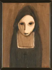 Portrait of a Woman by Pieter van der Westhuizen, watercolour, sold Mar 2023