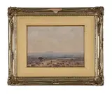 Landscape with Expansive Sky by Willem Hermanus Coetzer, oil on canvas mounted on board, sold Mar 2023