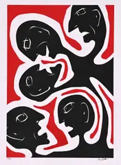 Multiple Faces by Daniel Eugene Botha, silkscreen, sold Mar 2023