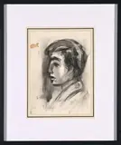 Portrait of a Man in Profile by Carl Adolph Büchner, charcoal on paper, sold Mar 2023
