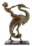 Woman Riding a Heron by Wang Jida, Bronze, sold Nov 2023